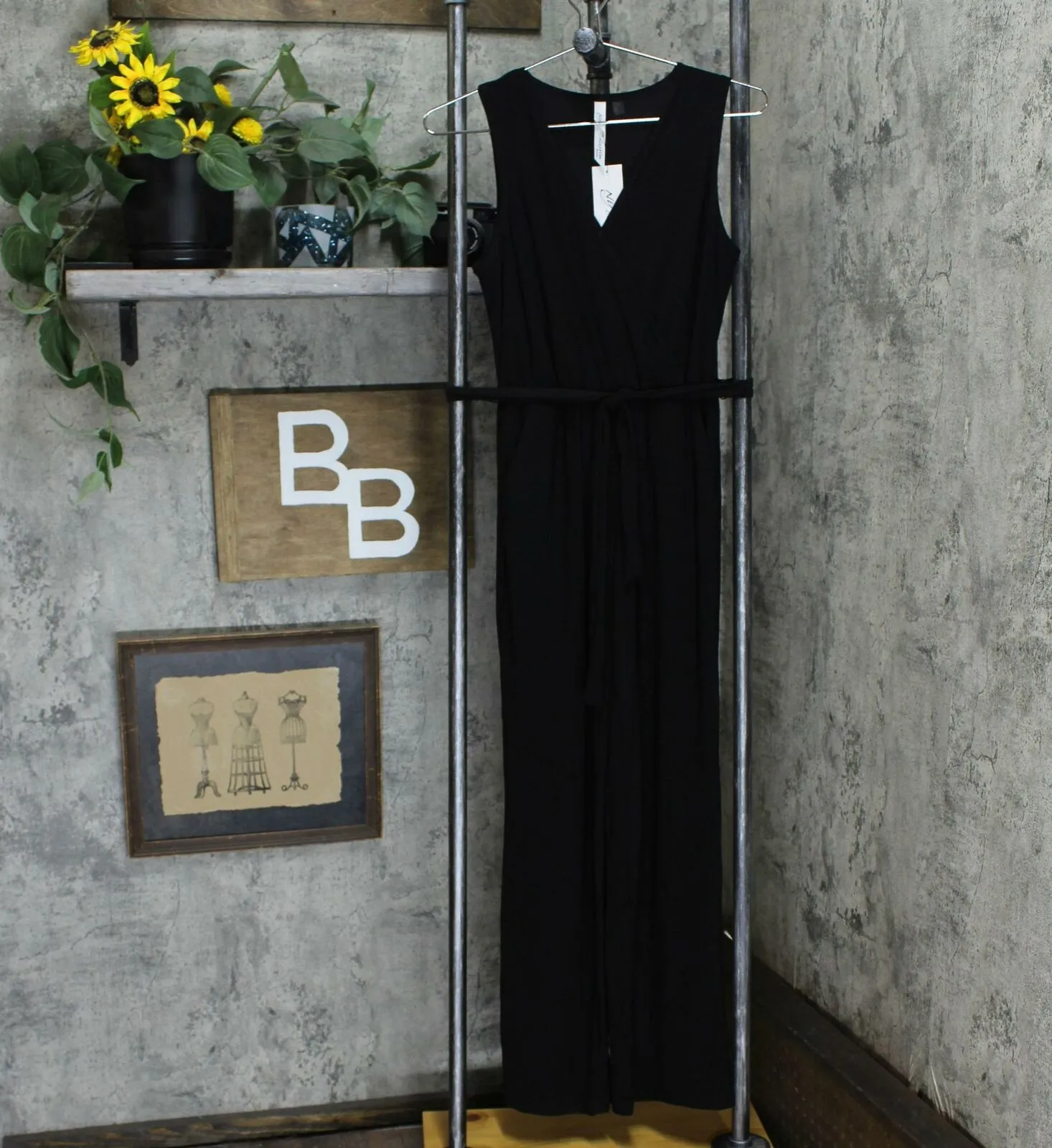 NY Collection Petite Surplice Belted Wide Leg Jumpsuit