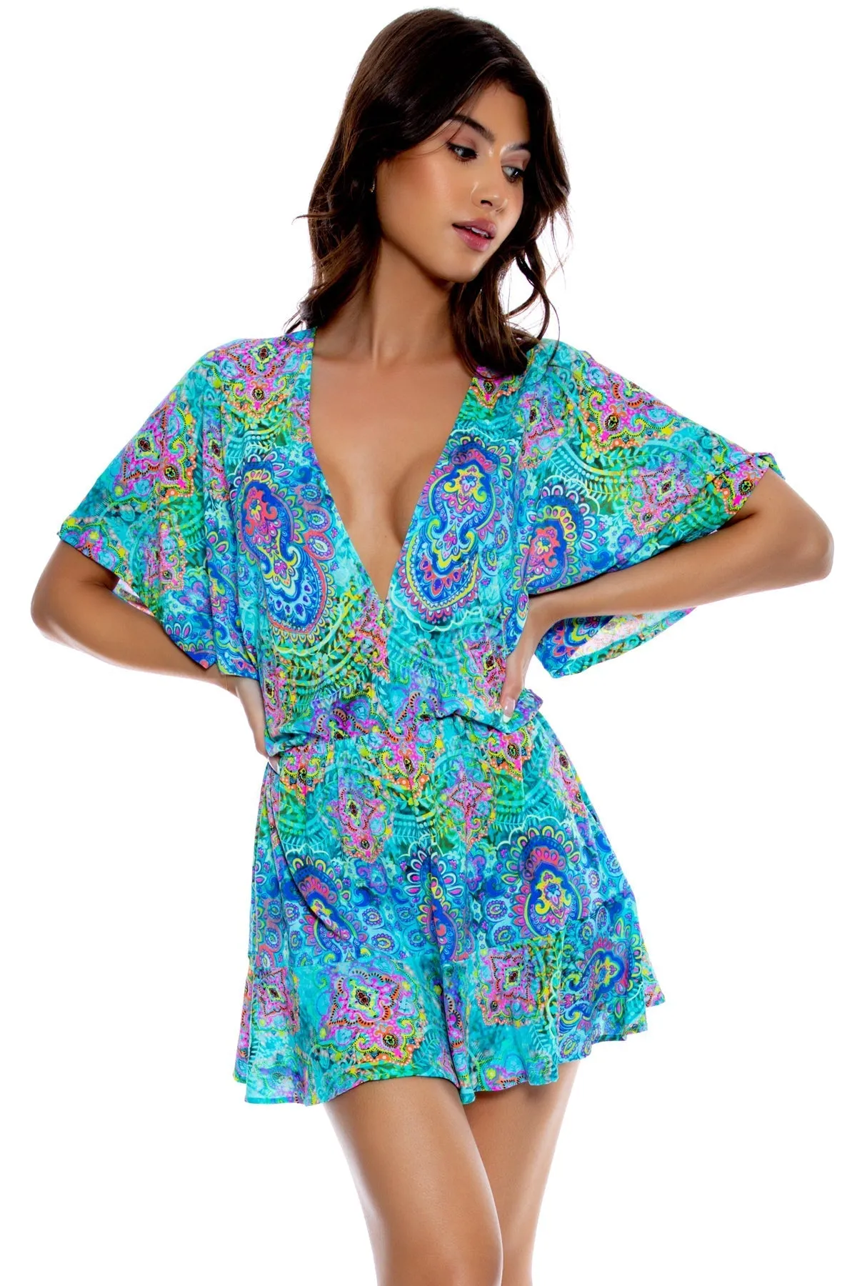 OCEAN BREEZE - Playera V Neck Ruffle Dress