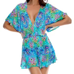 OCEAN BREEZE - Playera V Neck Ruffle Dress