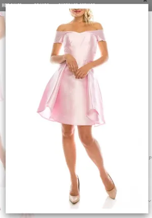 Odrella 4503 Light Pink Off-the-Shoulder A-Line Party Dress
