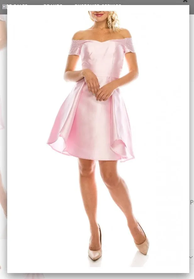 Odrella 4503 Light Pink Off-the-Shoulder A-Line Party Dress