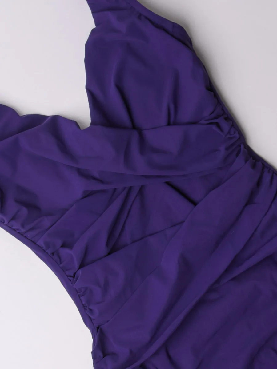 One Piece Surplice Smart Suit In Blackberry