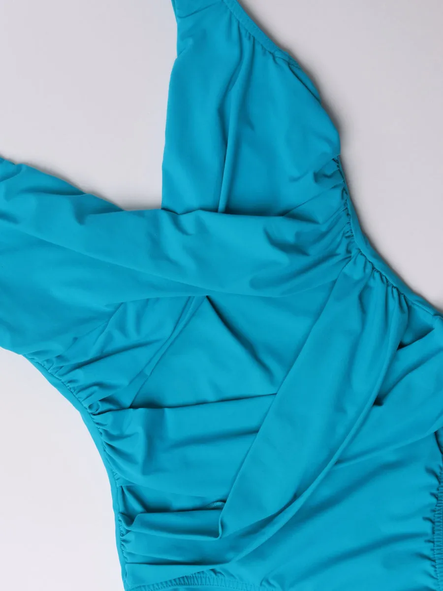 One Piece Surplice Smart Suit In Seafoam