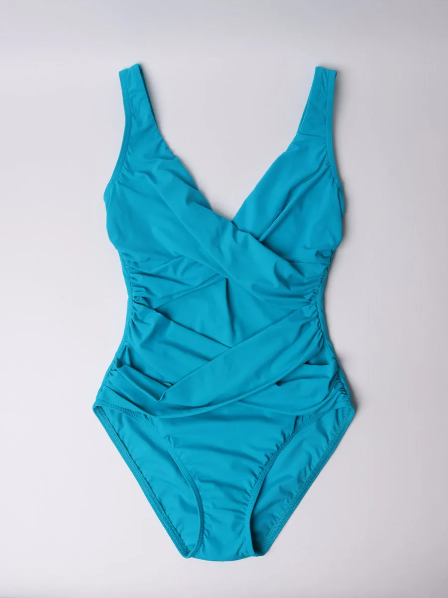 One Piece Surplice Smart Suit In Seafoam