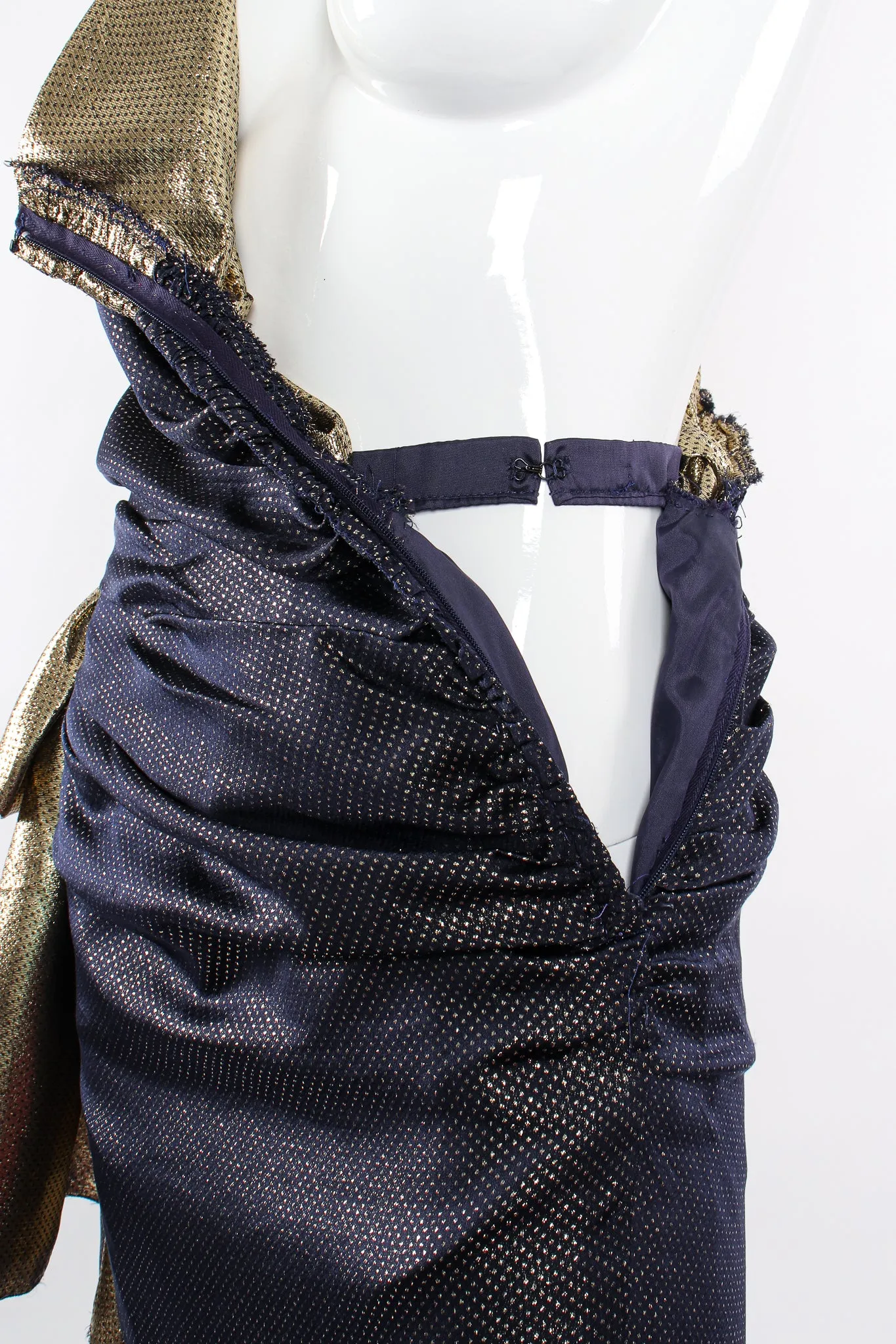 One Shoulder Metallic Dot Sheath Gown
