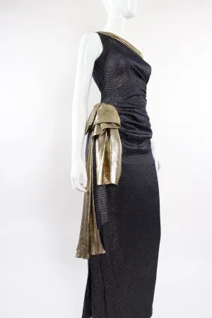 One Shoulder Metallic Dot Sheath Gown