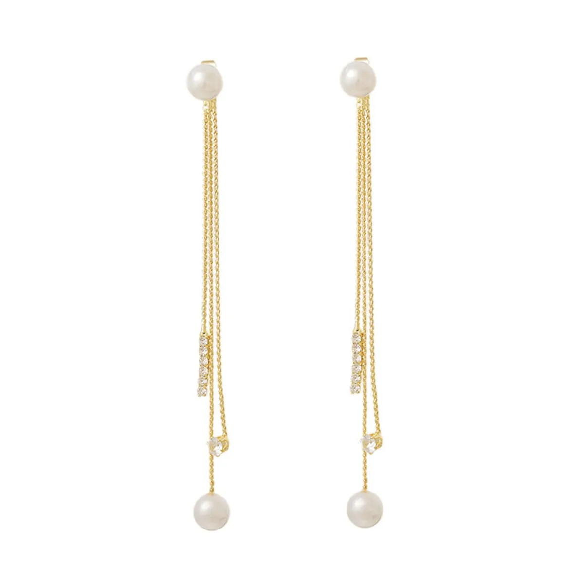 Pearl & Cubic Zirconia 18K Gold-Plated Beaded Tassel Ear Jackets