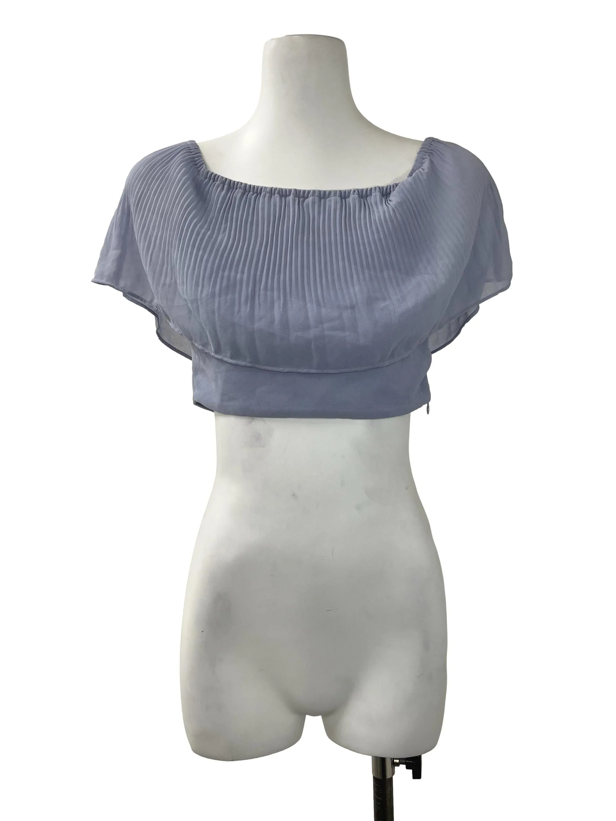 Periwinkle Pleated Off Shoulder Top