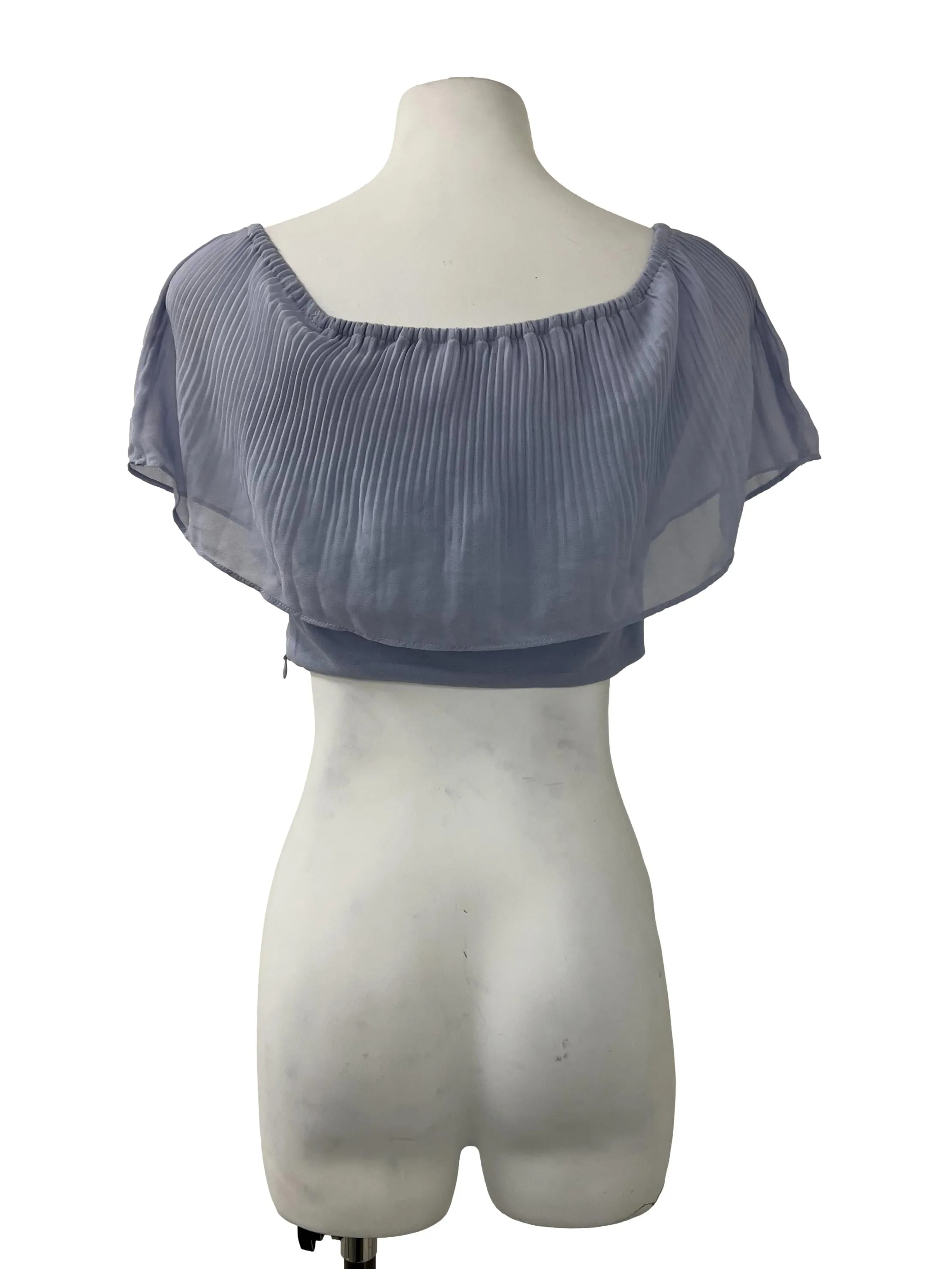 Periwinkle Pleated Off Shoulder Top