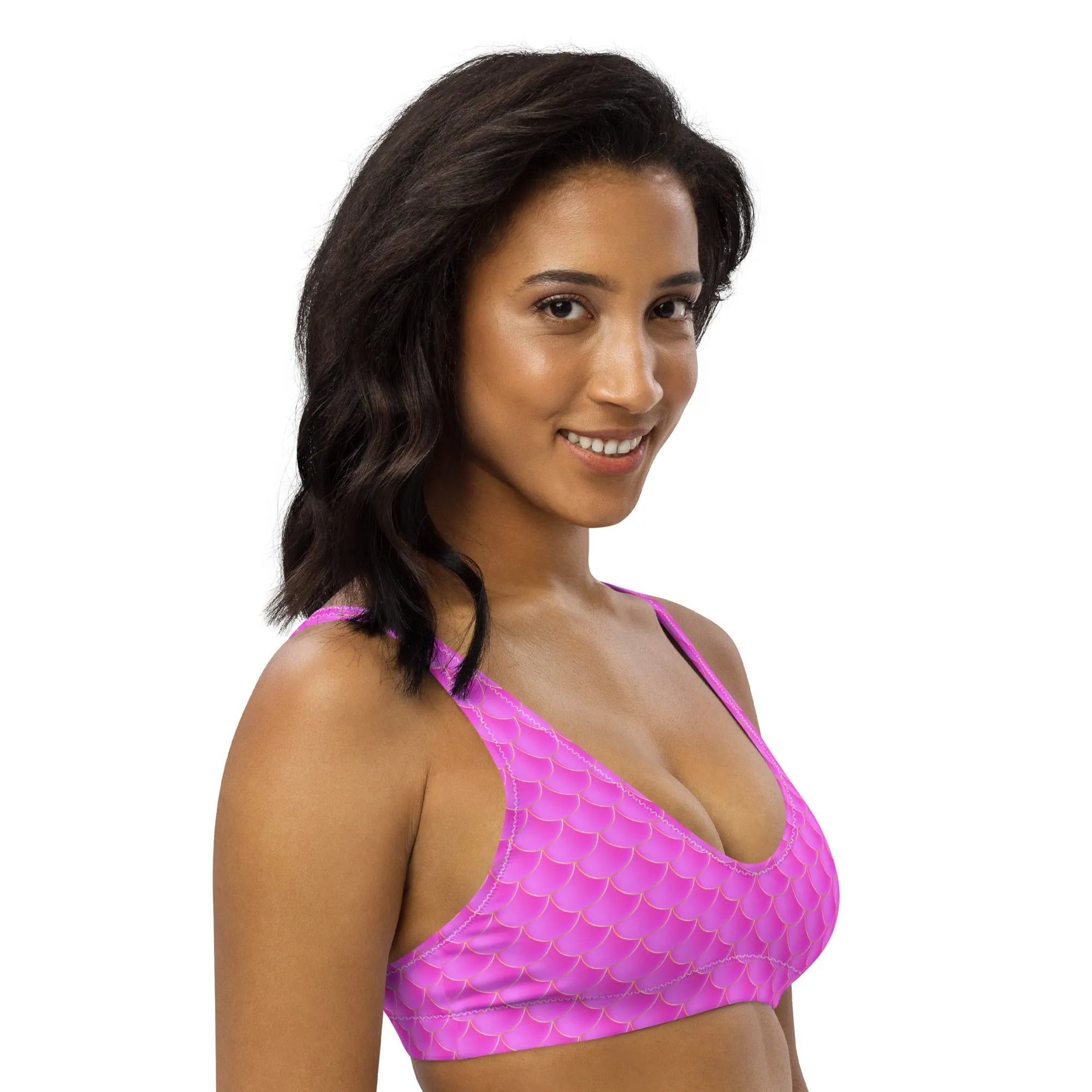 Pink Mermaid Recycled Padded Bikini Top