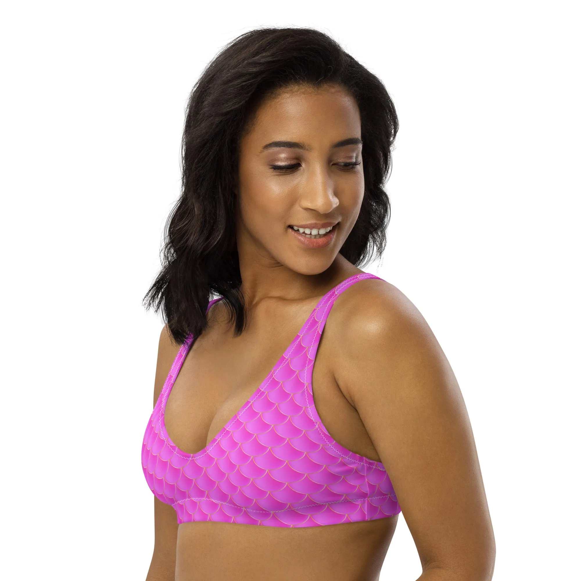 Pink Mermaid Recycled Padded Bikini Top