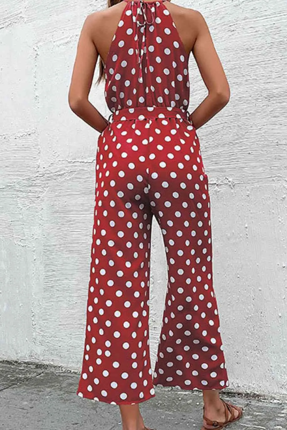 Polka Dot Grecian Wide Leg Jumpsuit (3 Colors)
