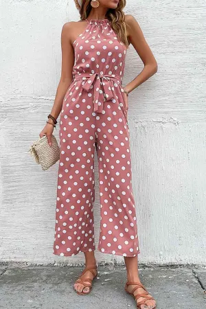 Polka Dot Grecian Wide Leg Jumpsuit (3 Colors)