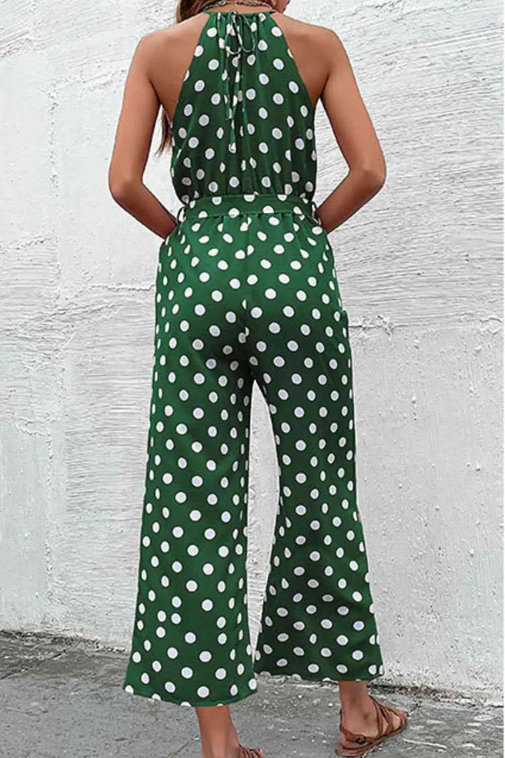 Polka Dot Grecian Wide Leg Jumpsuit (3 Colors)