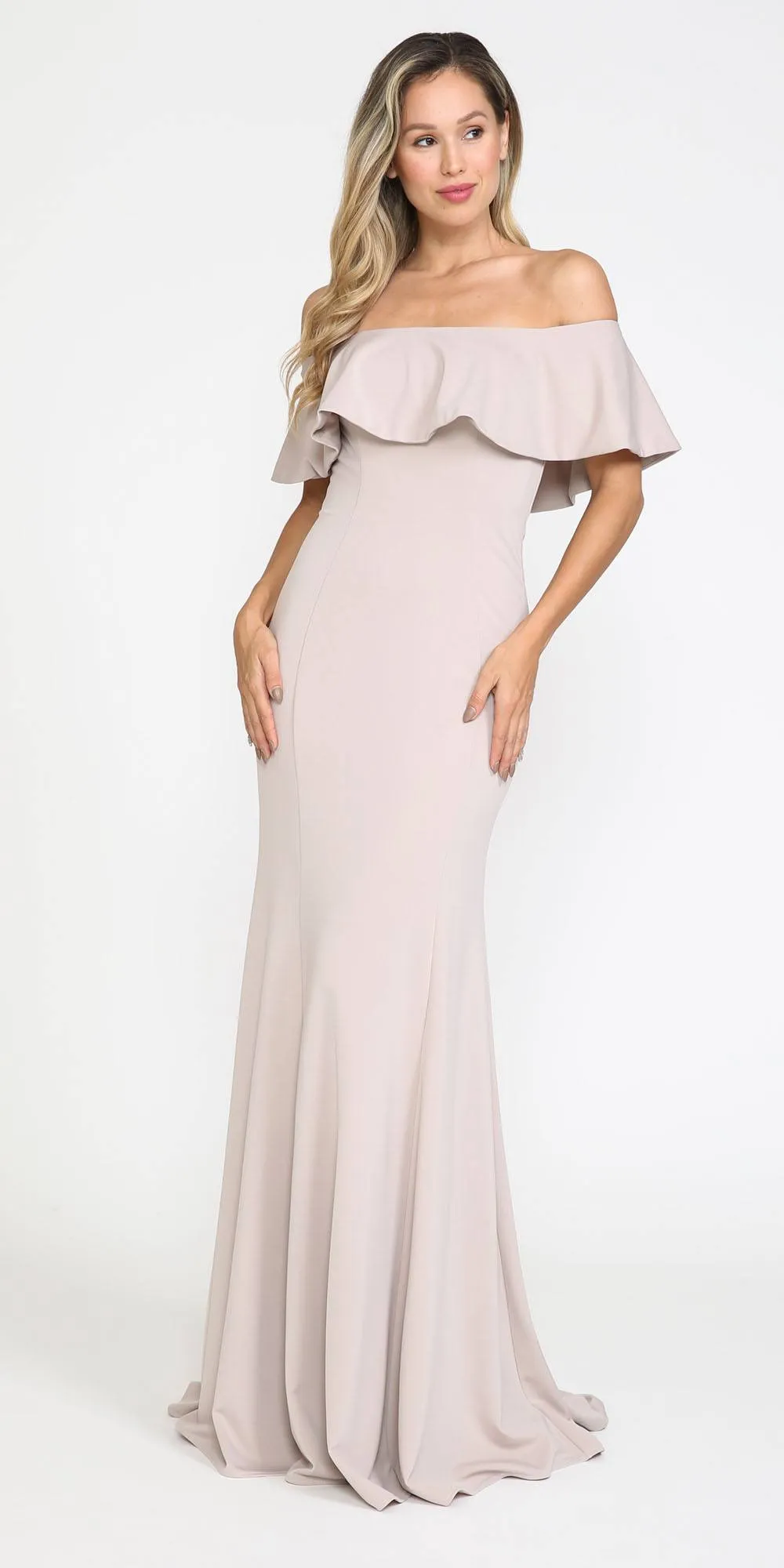 Poly USA 8146 Off-the-Shoulder Mermaid Long Dress
