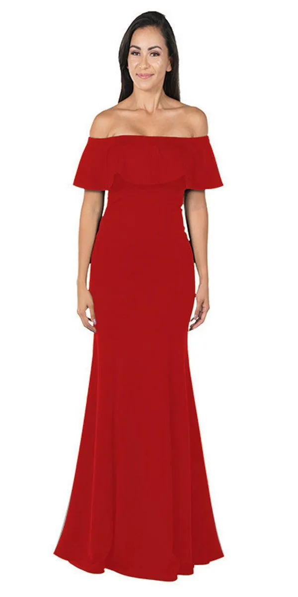 Poly USA 8146 Off-the-Shoulder Mermaid Long Dress