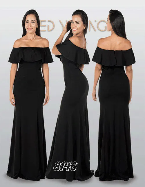 Poly USA 8146 Off-the-Shoulder Mermaid Long Dress