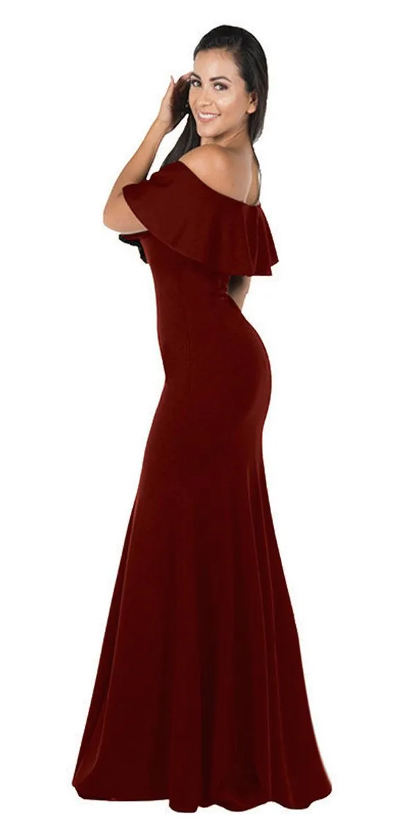 Poly USA 8146 Off-the-Shoulder Mermaid Long Dress
