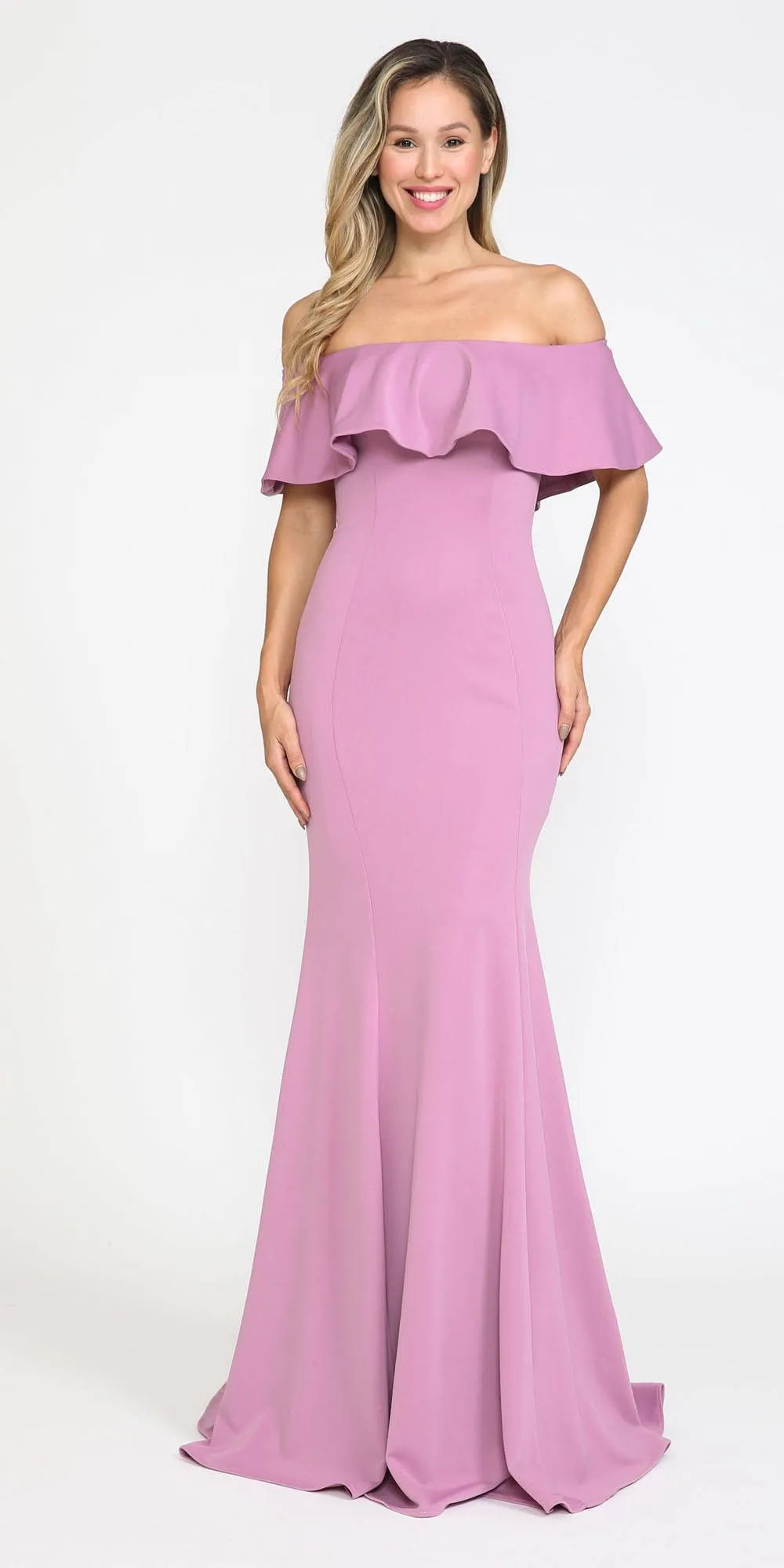 Poly USA 8146 Off-the-Shoulder Mermaid Long Dress