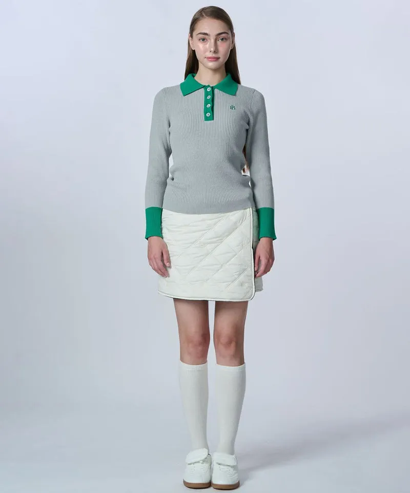 POSHERD Color Block Golji Kara Knit Top - Gray