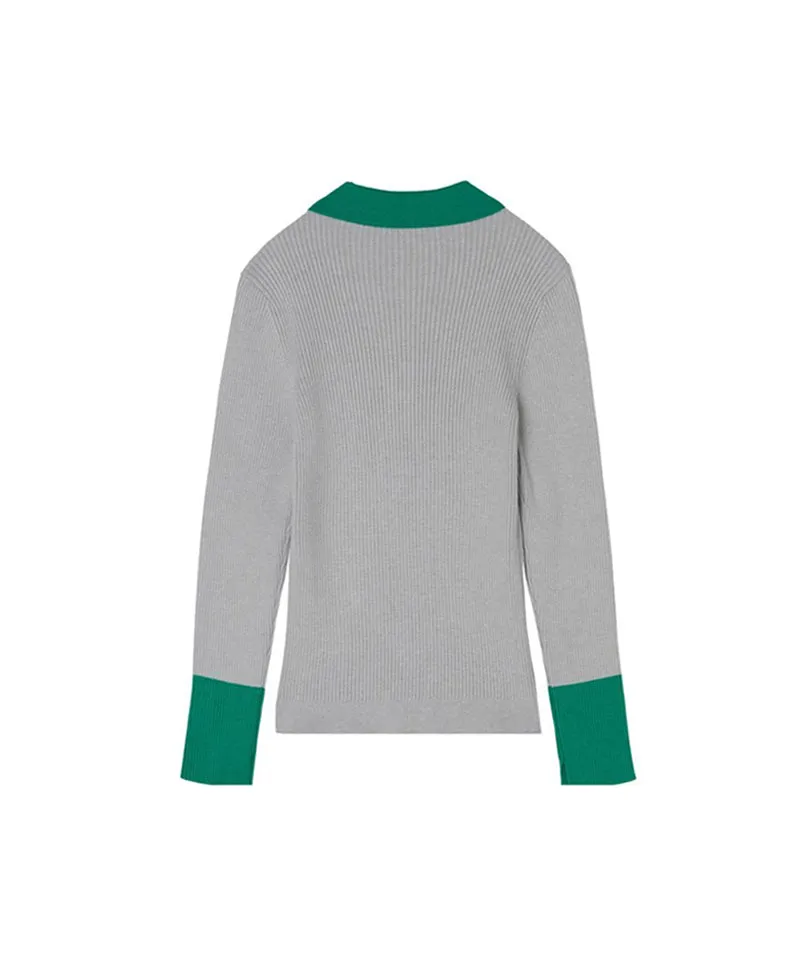 POSHERD Color Block Golji Kara Knit Top - Gray