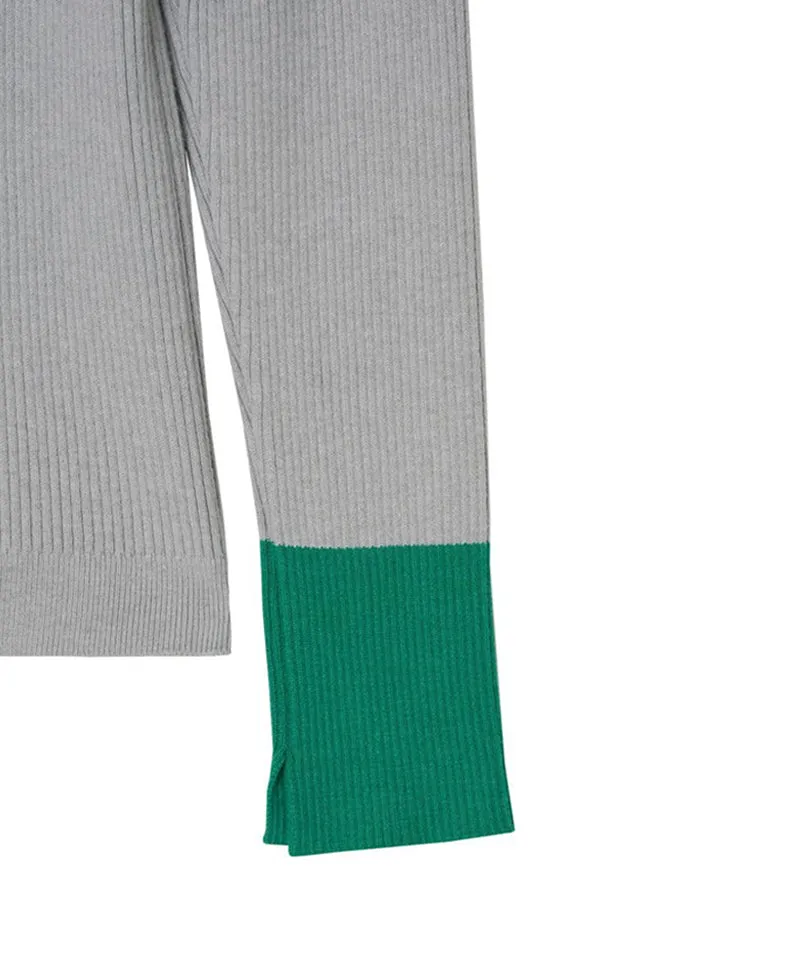 POSHERD Color Block Golji Kara Knit Top - Gray