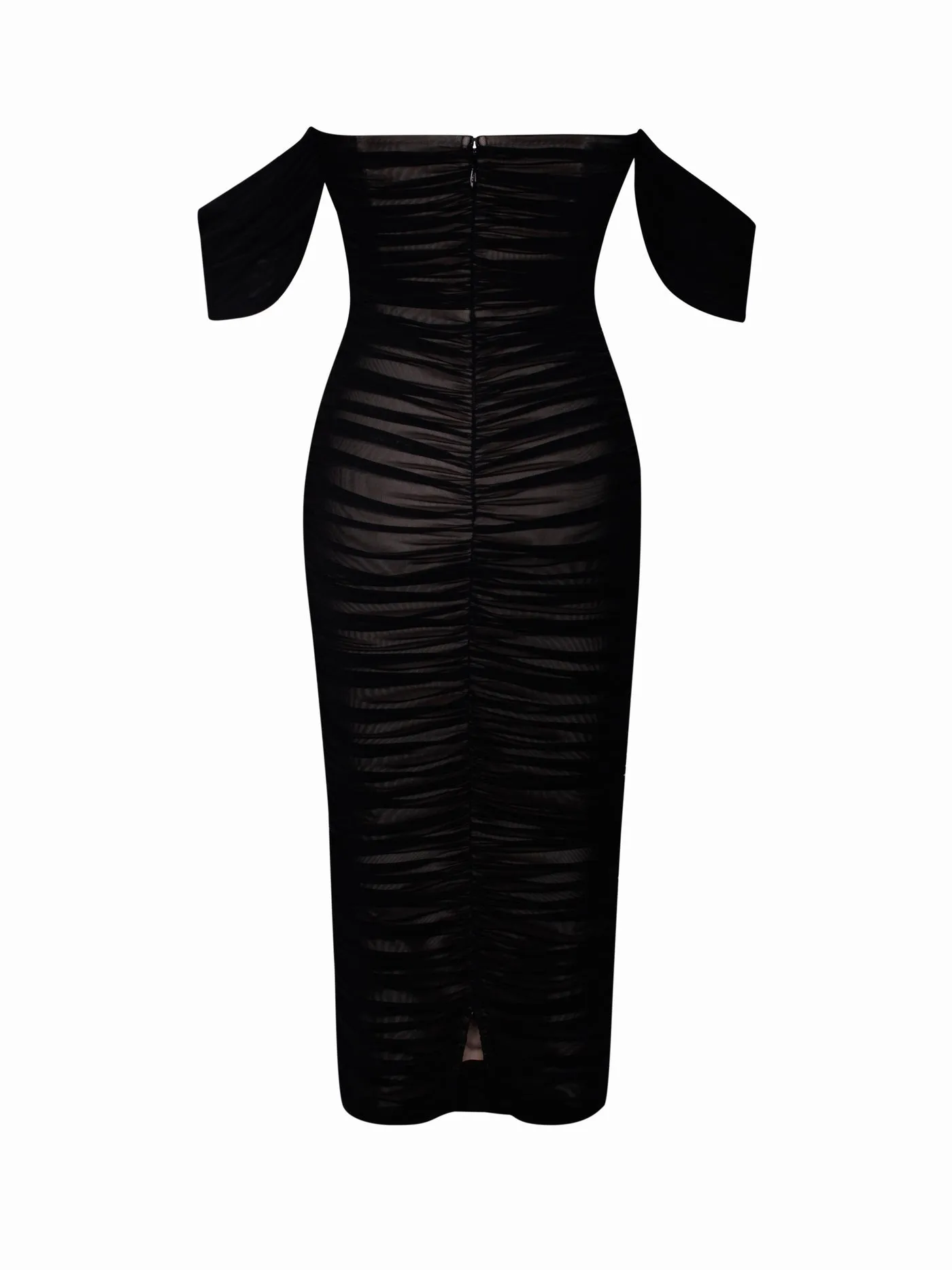 PRE-ORDER Mia Off Shoulder Mesh Maxi Dress x Black