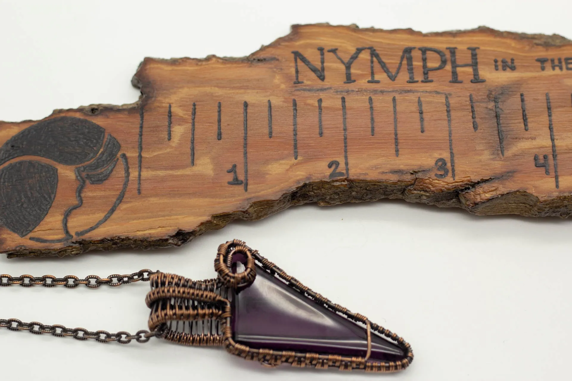 Purple Fused Glass and Copper Wire Wrapped Pendant