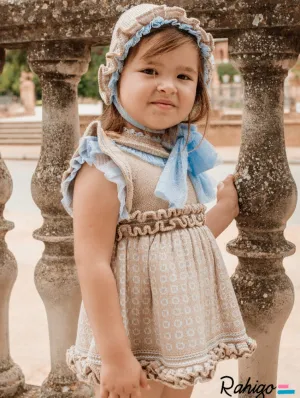 Rahigo Girls Camel & Blue Dress
