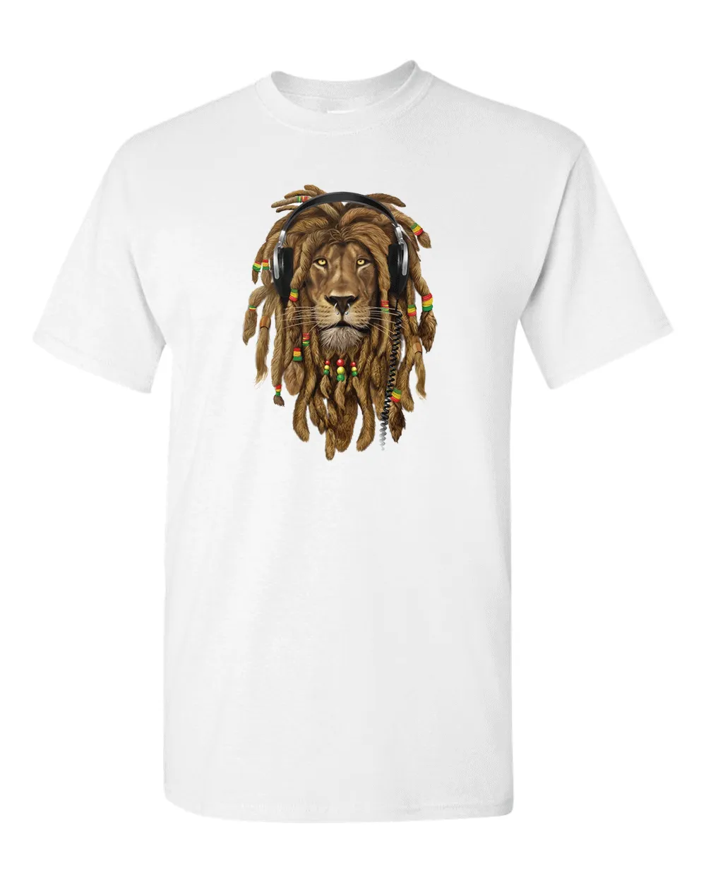 Rasta Lion With Headphone T-shirt Music T-shirt