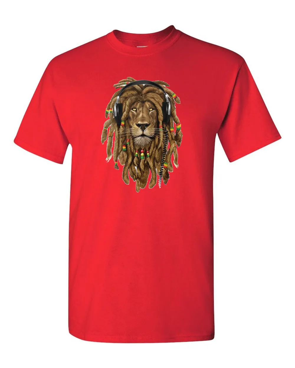 Rasta Lion With Headphone T-shirt Music T-shirt