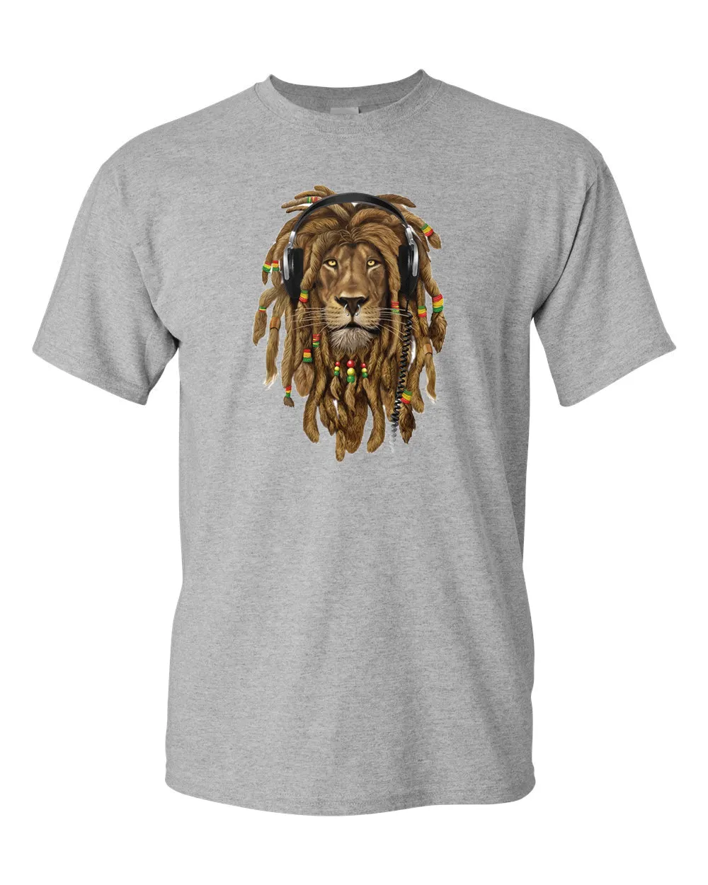 Rasta Lion With Headphone T-shirt Music T-shirt