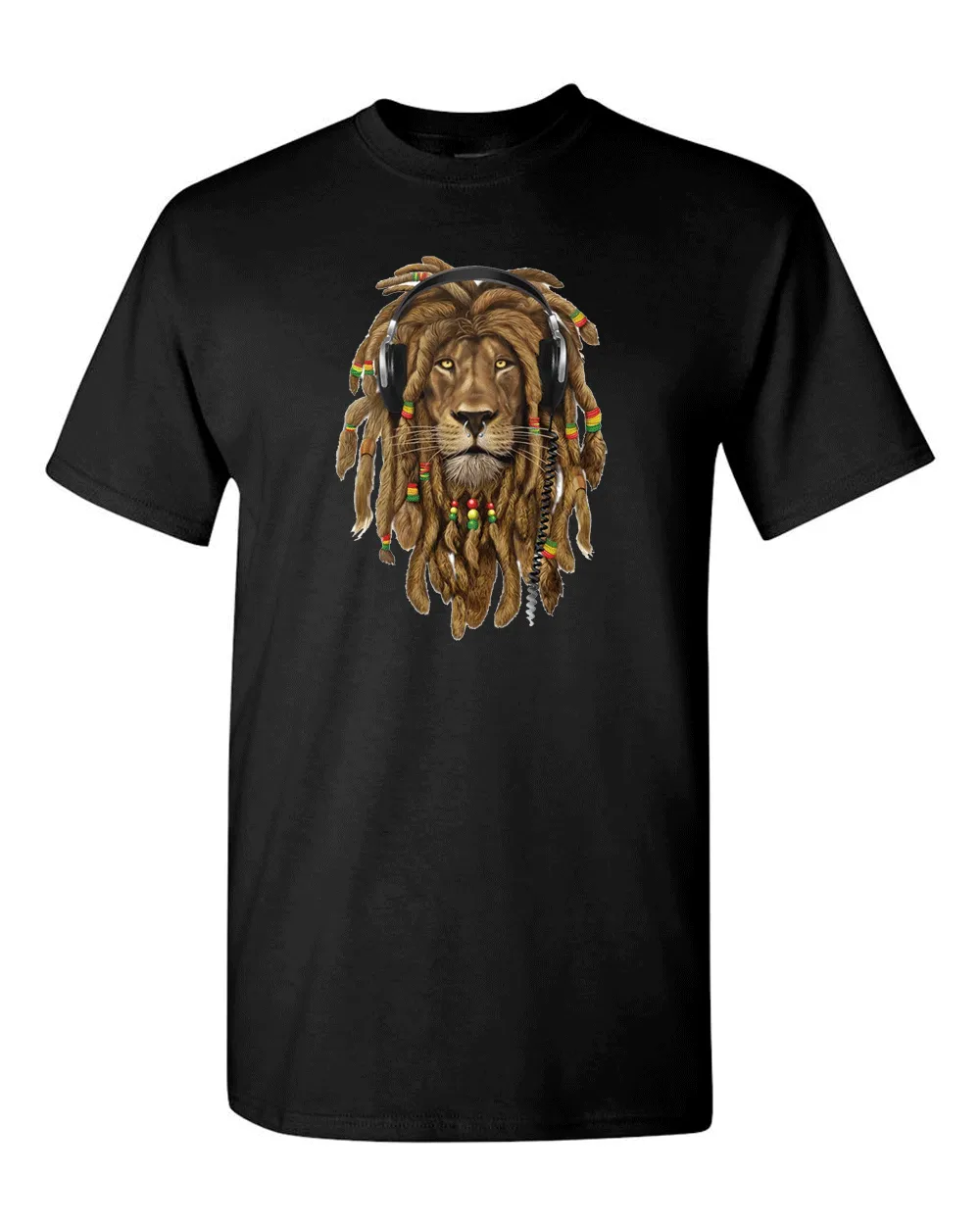 Rasta Lion With Headphone T-shirt Music T-shirt