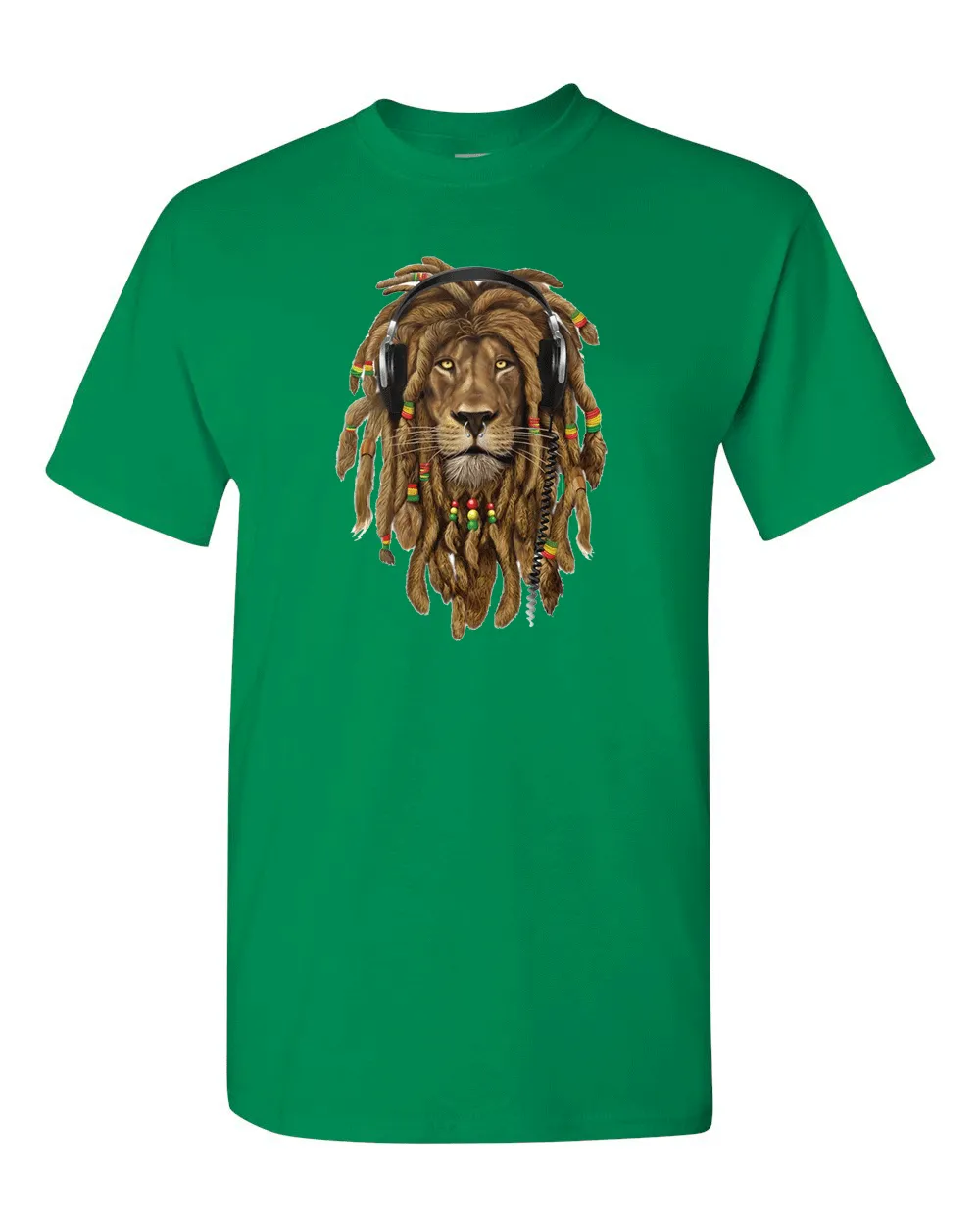 Rasta Lion With Headphone T-shirt Music T-shirt