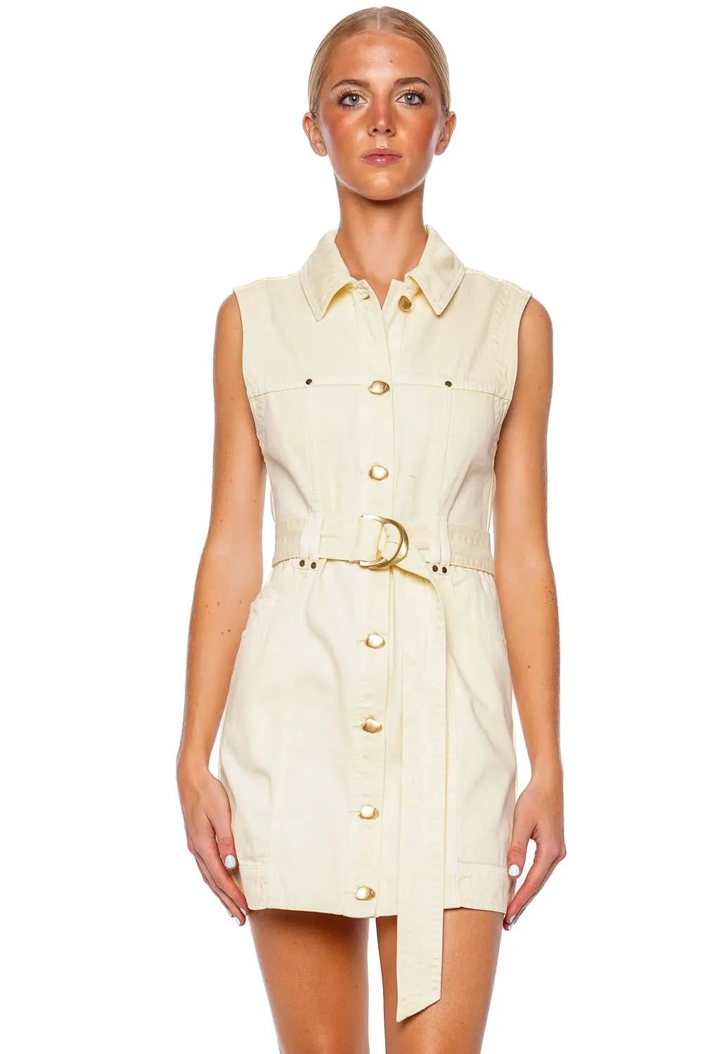 Ray Belted Denim Mini Dress