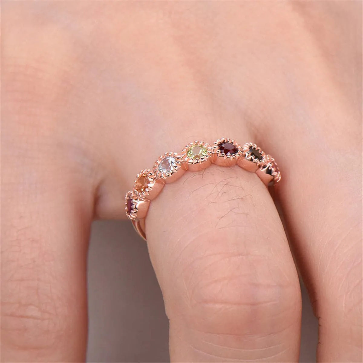 Red & Green Crystal & 18K Rose Gold-Plated Band