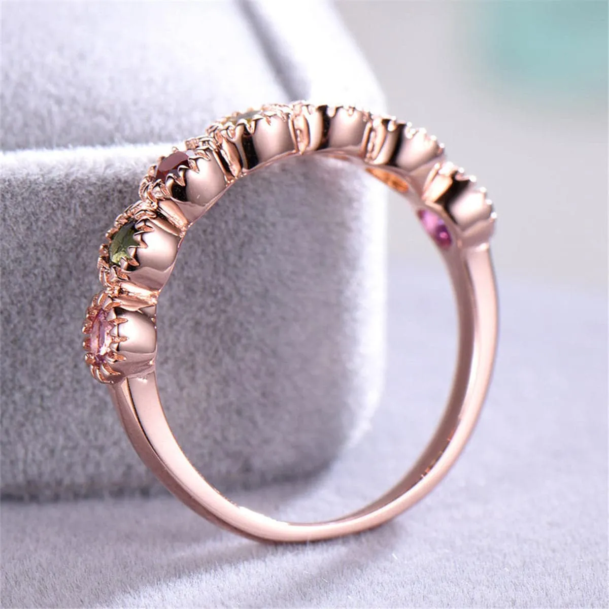 Red & Green Crystal & 18K Rose Gold-Plated Band