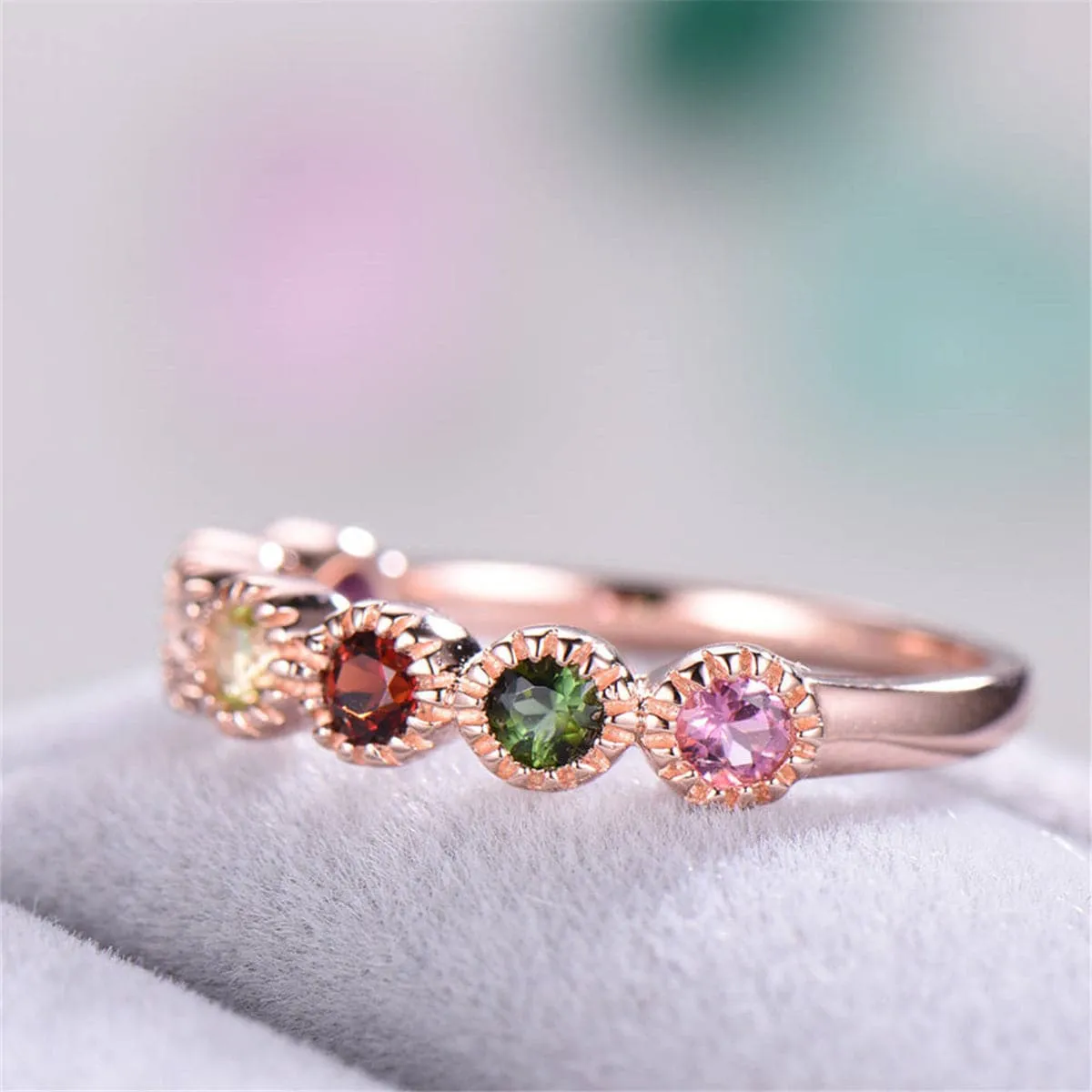 Red & Green Crystal & 18K Rose Gold-Plated Band