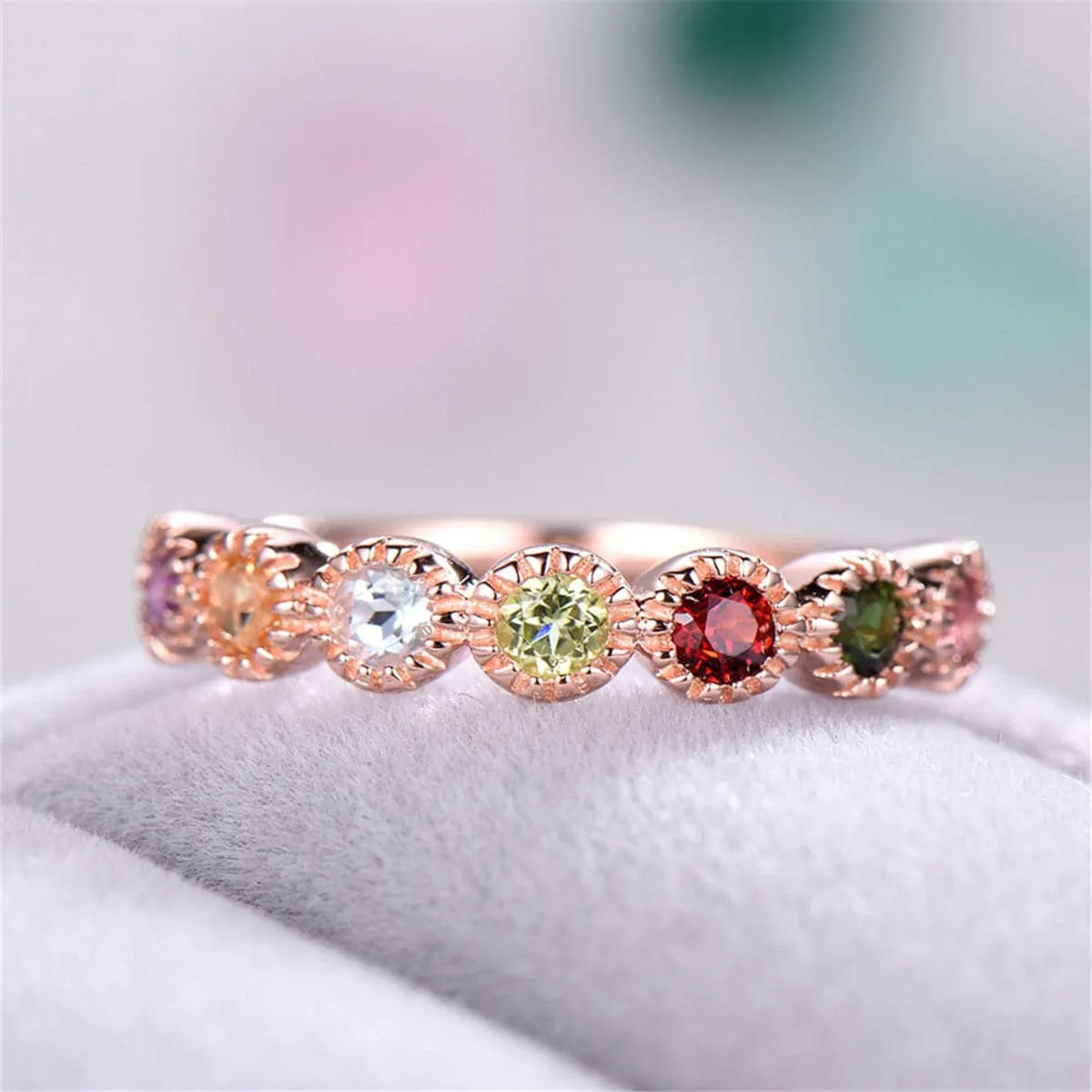 Red & Green Crystal & 18K Rose Gold-Plated Band