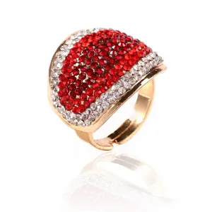Red Cubic Zirconia & 18K Gold-Plated Eye Adjustable Ring