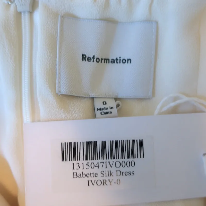 Reformation Babette Halter Mini Dress Ivory Silk Satin Size 0 NEW