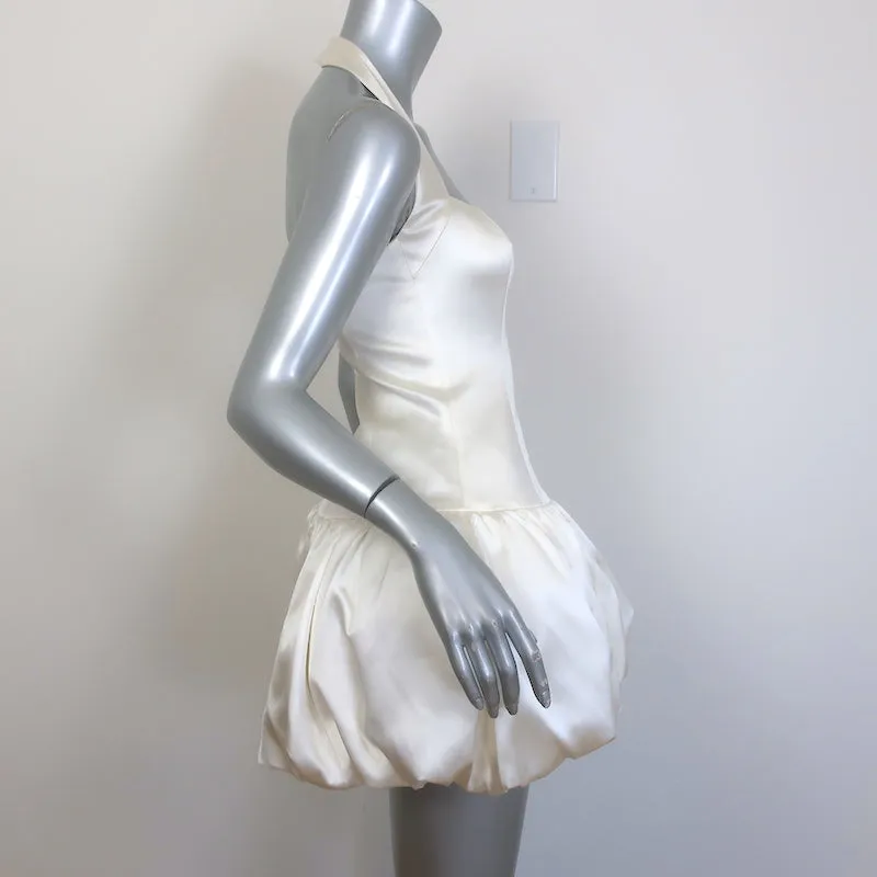 Reformation Babette Halter Mini Dress Ivory Silk Satin Size 0 NEW