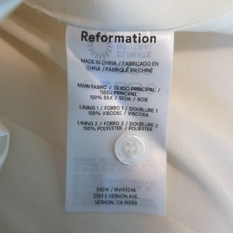 Reformation Babette Halter Mini Dress Ivory Silk Satin Size 0 NEW