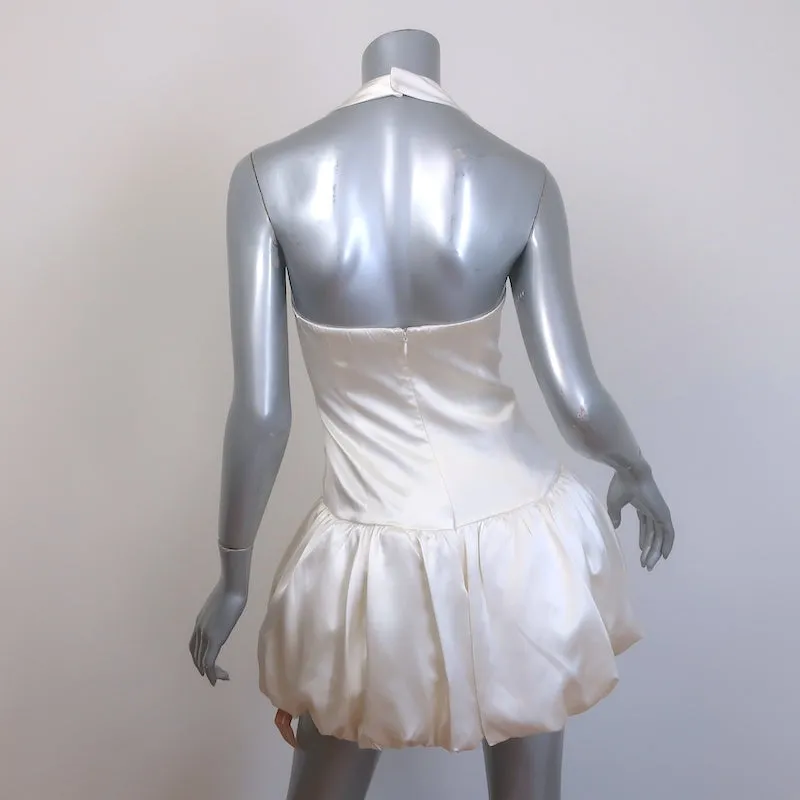 Reformation Babette Halter Mini Dress Ivory Silk Satin Size 0 NEW