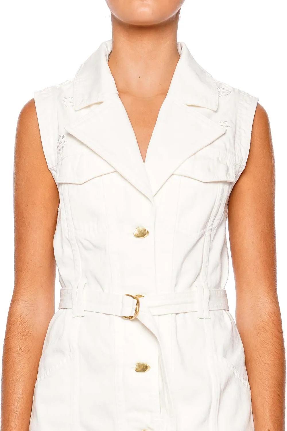 Ren Sleeveless Belted Denim Mini Dress