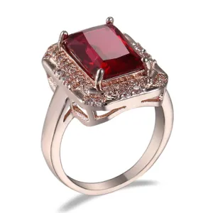 Rose Crystal & Cubic Zirconia Princess Ring