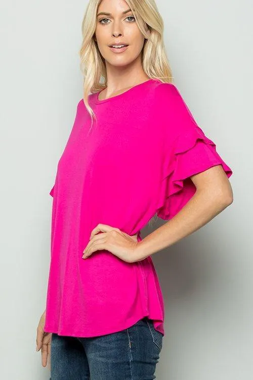 Ruffle Dolman Sleeve Top -- 3 Colors!