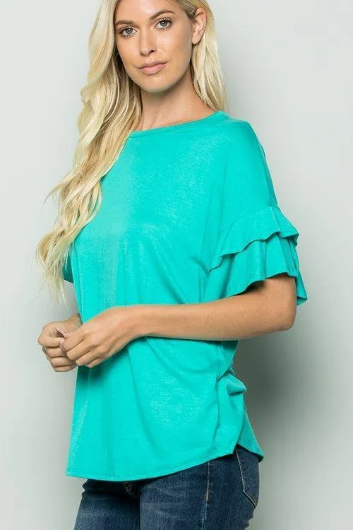 Ruffle Dolman Sleeve Top -- 3 Colors!