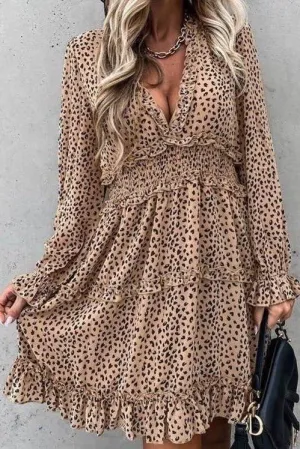 Ruffle Leopard Print Dress