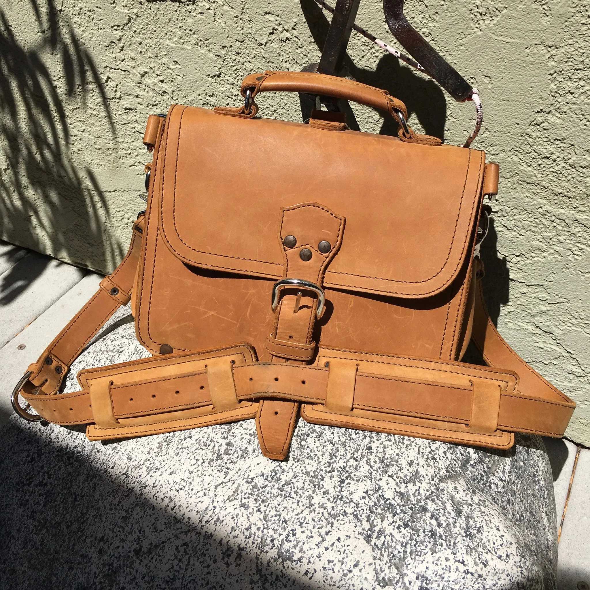 Saddleback Leather Company Tan Leather Tobacco Small Shoulder Bag